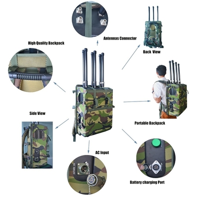New 6 Channels High Power Backpack Cell Phone Signal Jammer 4G Cell Phone Jammer VIP Protection Military Quality